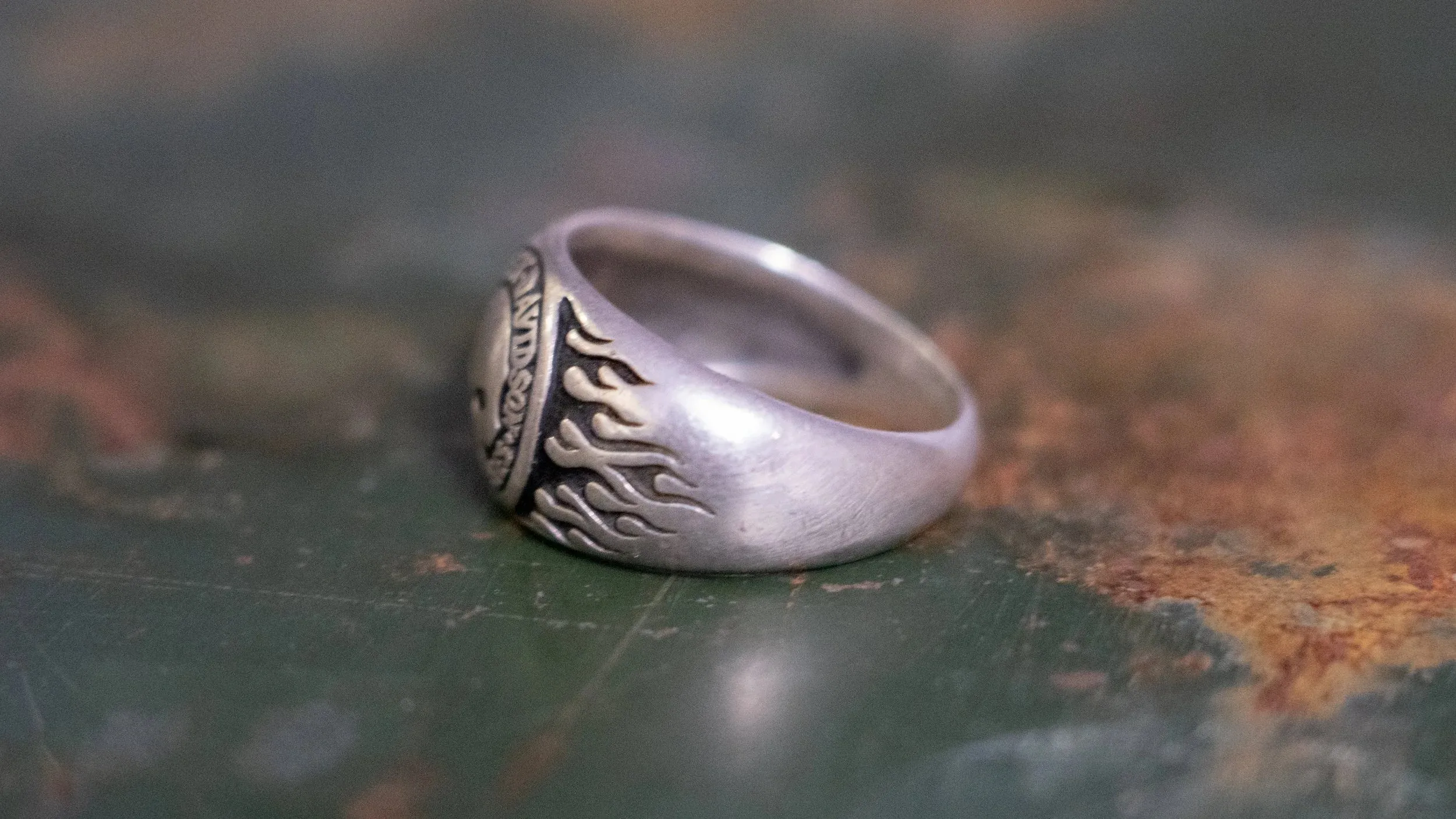 1990s Biker Flame Skull Harley Ring Size-14 sold by Kilroy-VTG product image thumbnail 5