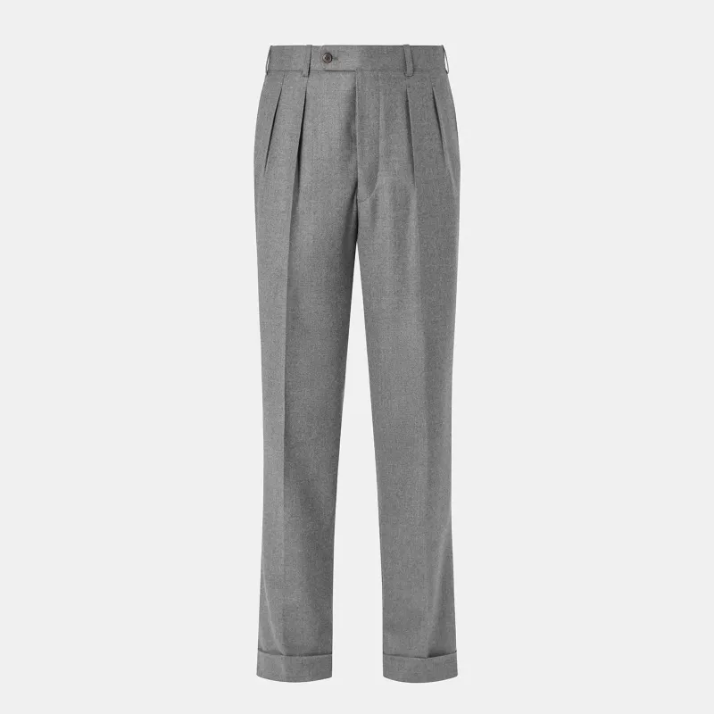 Wool Flannel Winston Trousers II Charcoal sold by Bryceland's