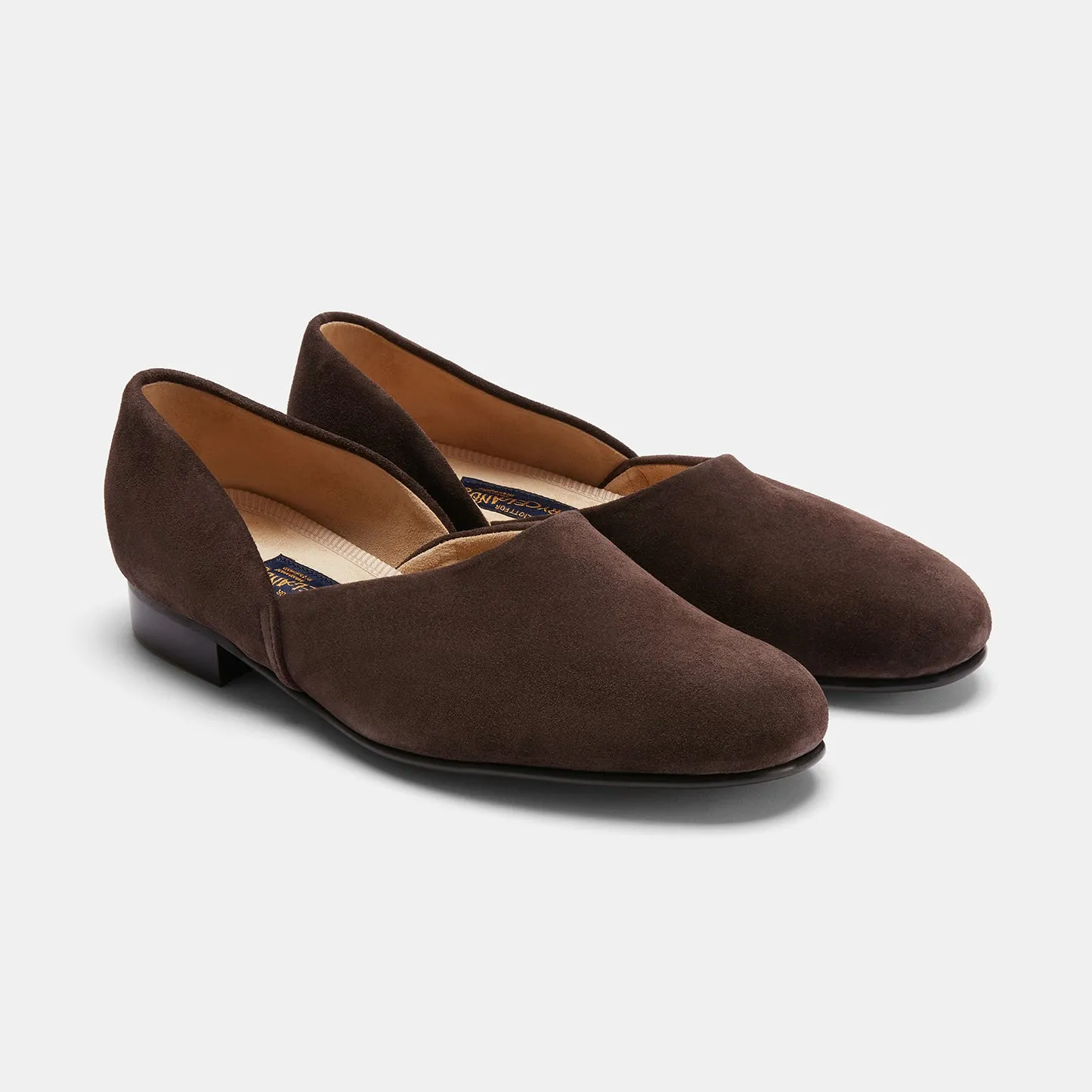 Bryceland's x Bowhill & Elliott Grecian Slippers Chocolate Suede sold by Bryceland's
