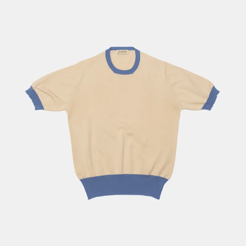 ‘Skipper’ Tee Cream/Blue sold by Bryceland's