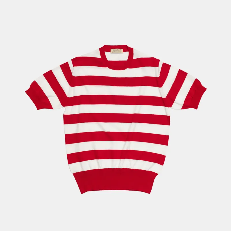‘Skipper’ Striped Tee Red/White sold by Bryceland's