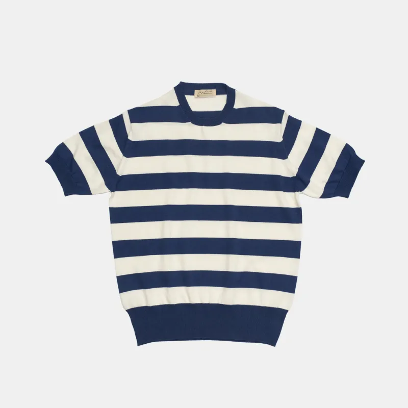 ‘Skipper’ Striped Tee Blue/Cream sold by Bryceland's
