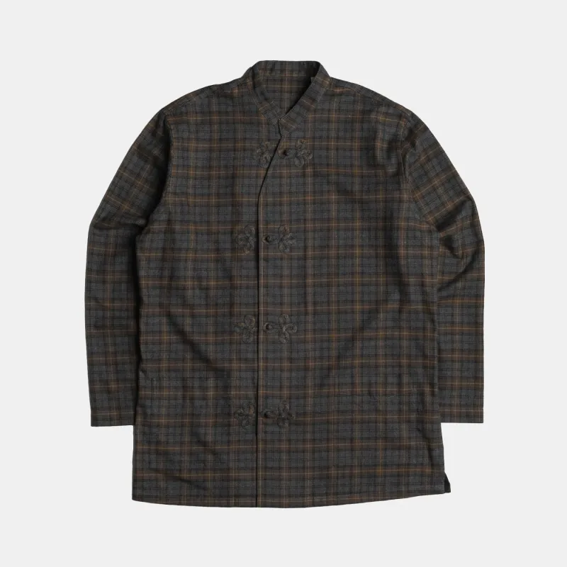 Frogged Button Shirt Plaid Brown/Grey sold by Bryceland's