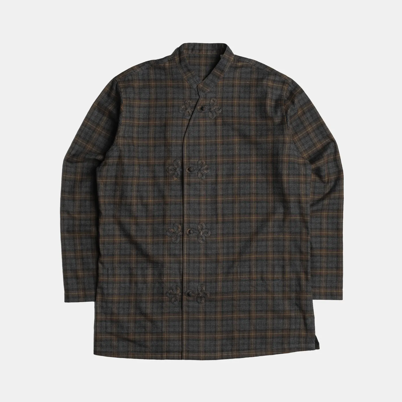 Frogged Button Shirt Plaid Brown/Grey sold by Bryceland's