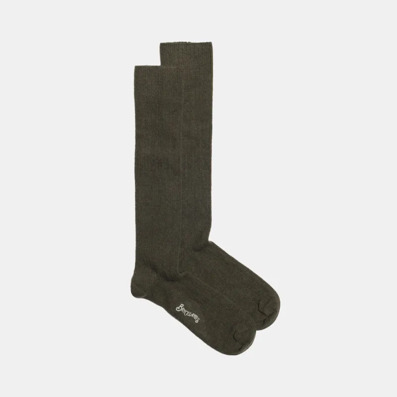 Wide-Rib Cashmere-blend Socks Military sold by Bryceland's