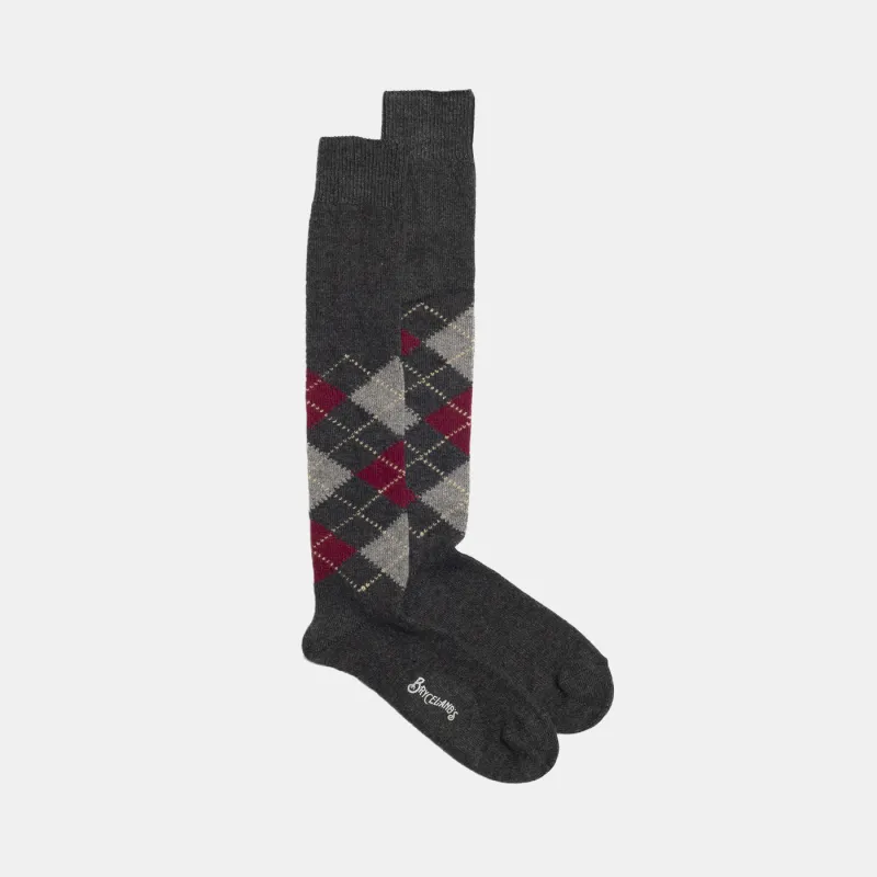 Argyle Cashmere-blend Socks Charcoal sold by Bryceland's