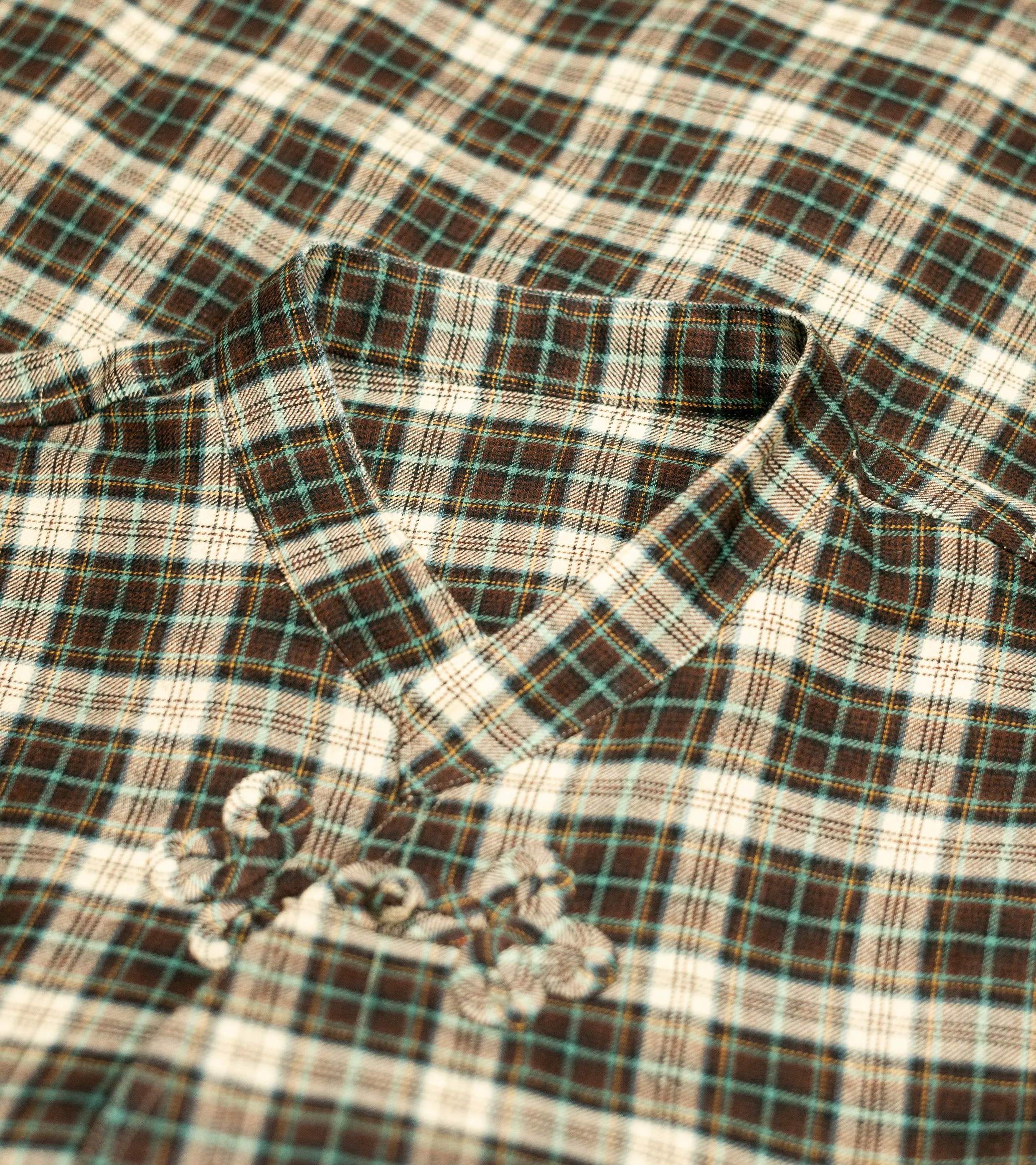 Made-to-Order Frogged Button Plaid Shirt Viyella Brown/Mint sold by Bryceland's product image thumbnail 2