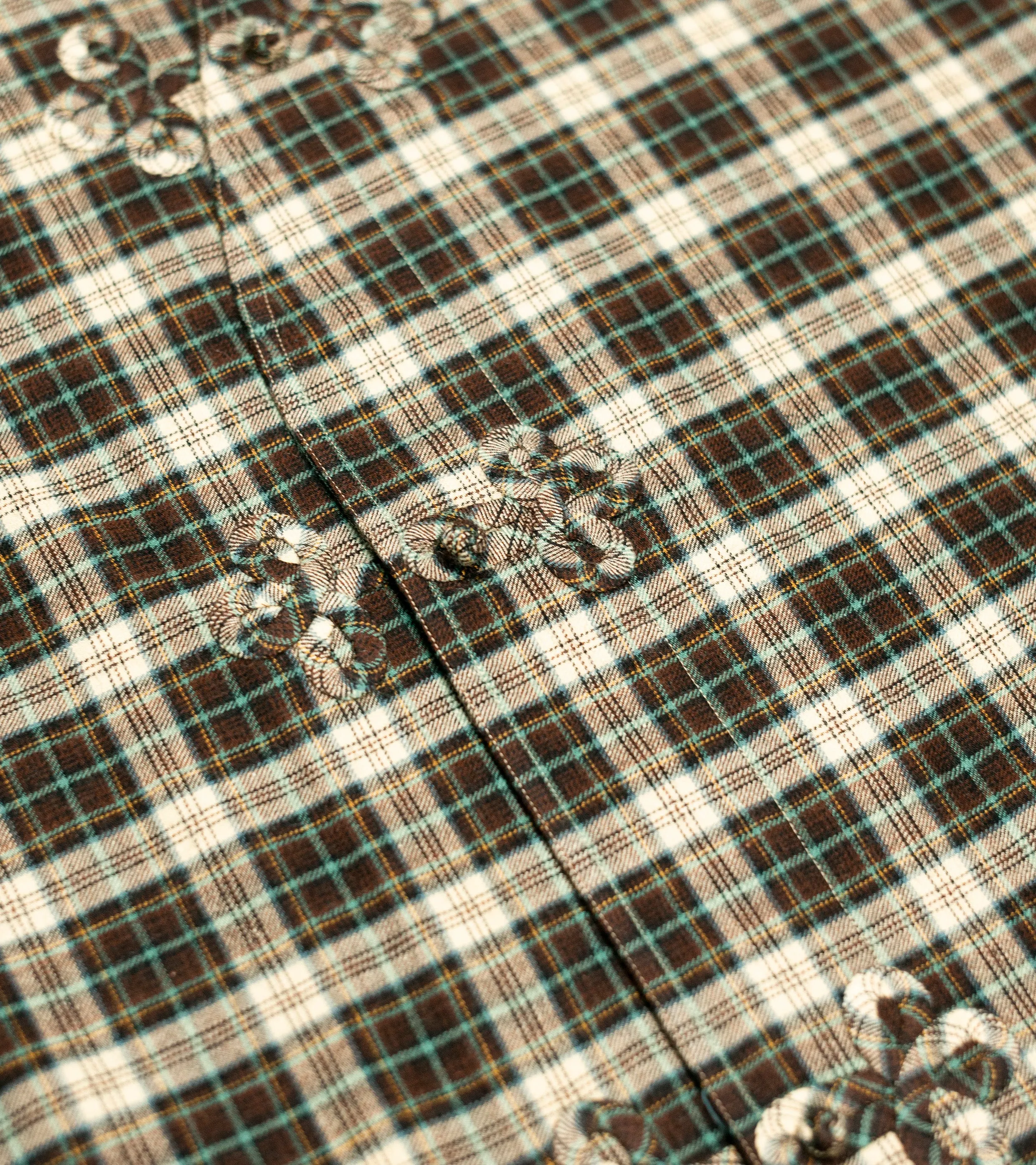 Made-to-Order Frogged Button Plaid Shirt Viyella Brown/Mint sold by Bryceland's product image thumbnail 3