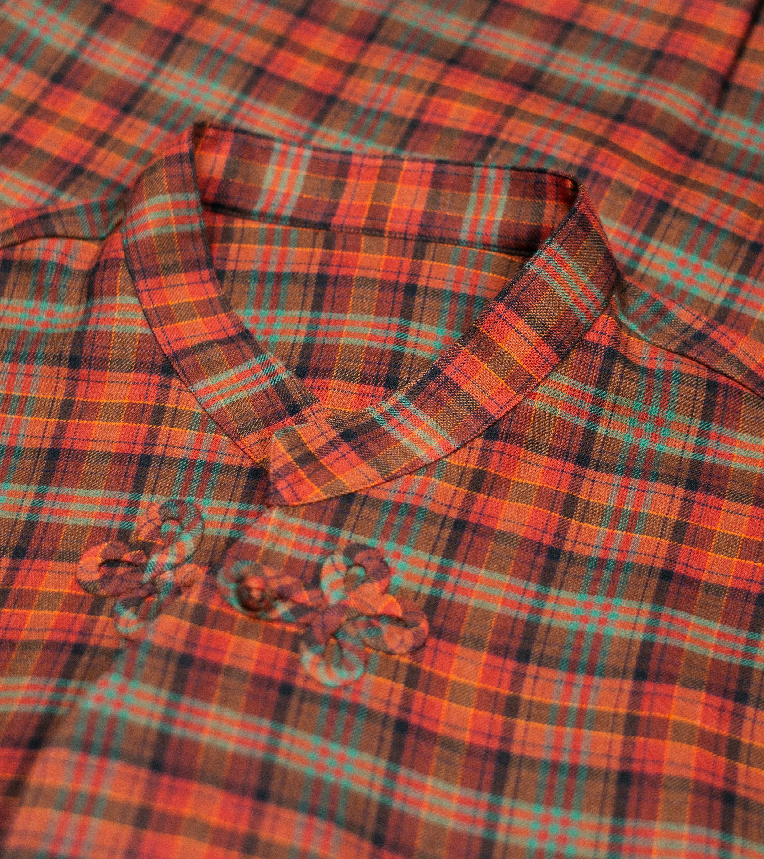 Made-to-Order Frogged Button Plaid Shirt Viyella Red sold by Bryceland's product image thumbnail 4