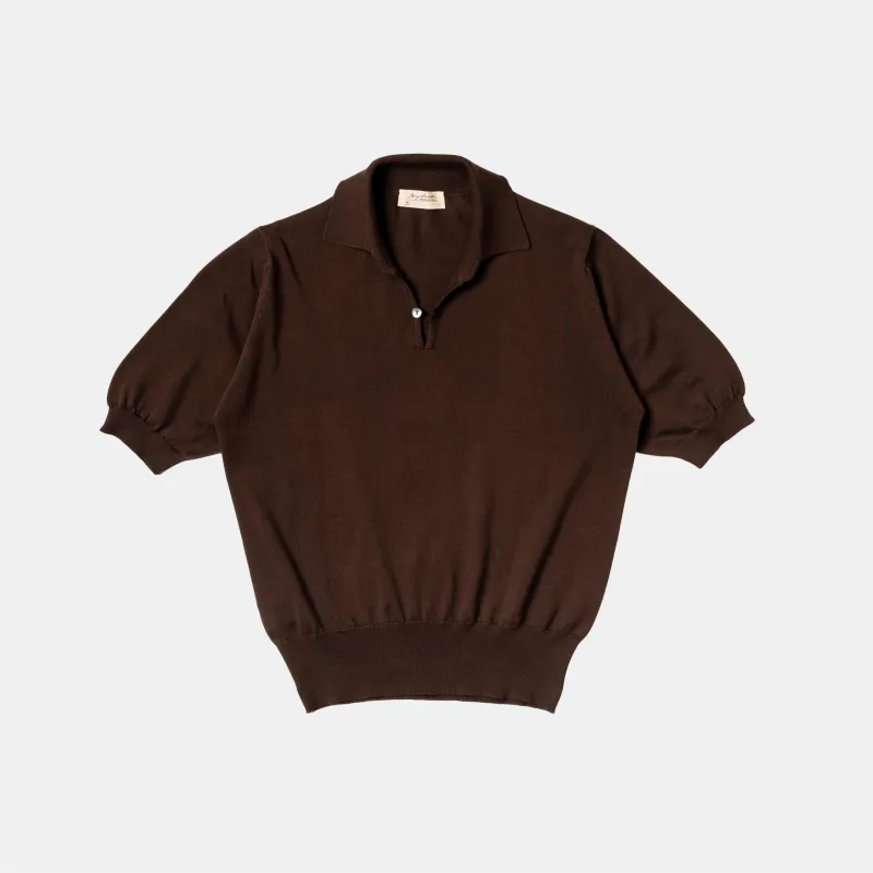 Cotton Short Sleeve ‘Skipper’ Polo Brown sold by Bryceland's