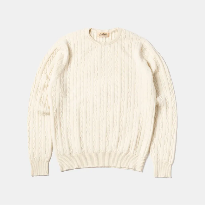 Cable-Knit Crewneck Pullover Ecru sold by Bryceland's
