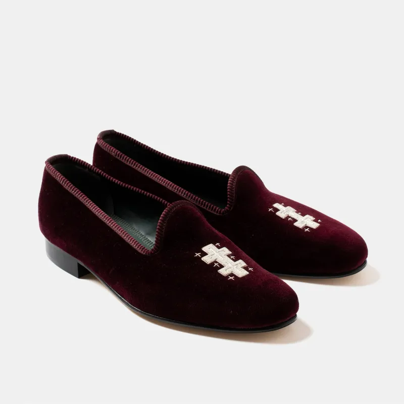 Bryceland's x Bowhill & Elliott Velvet Slippers Wine sold by Bryceland's