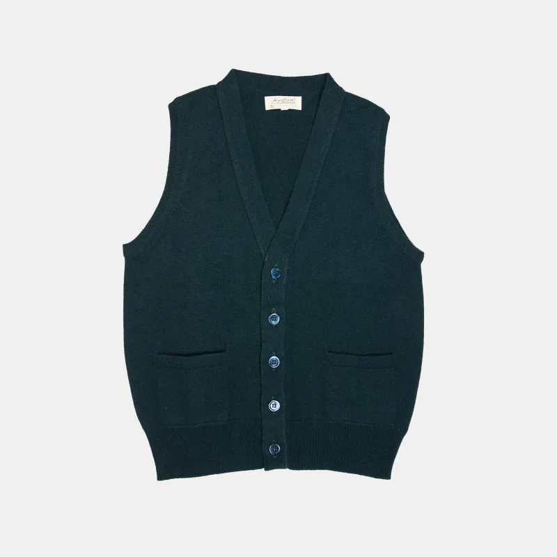 Lambswool Sleeveless Cardigan Dark Green sold by Bryceland's