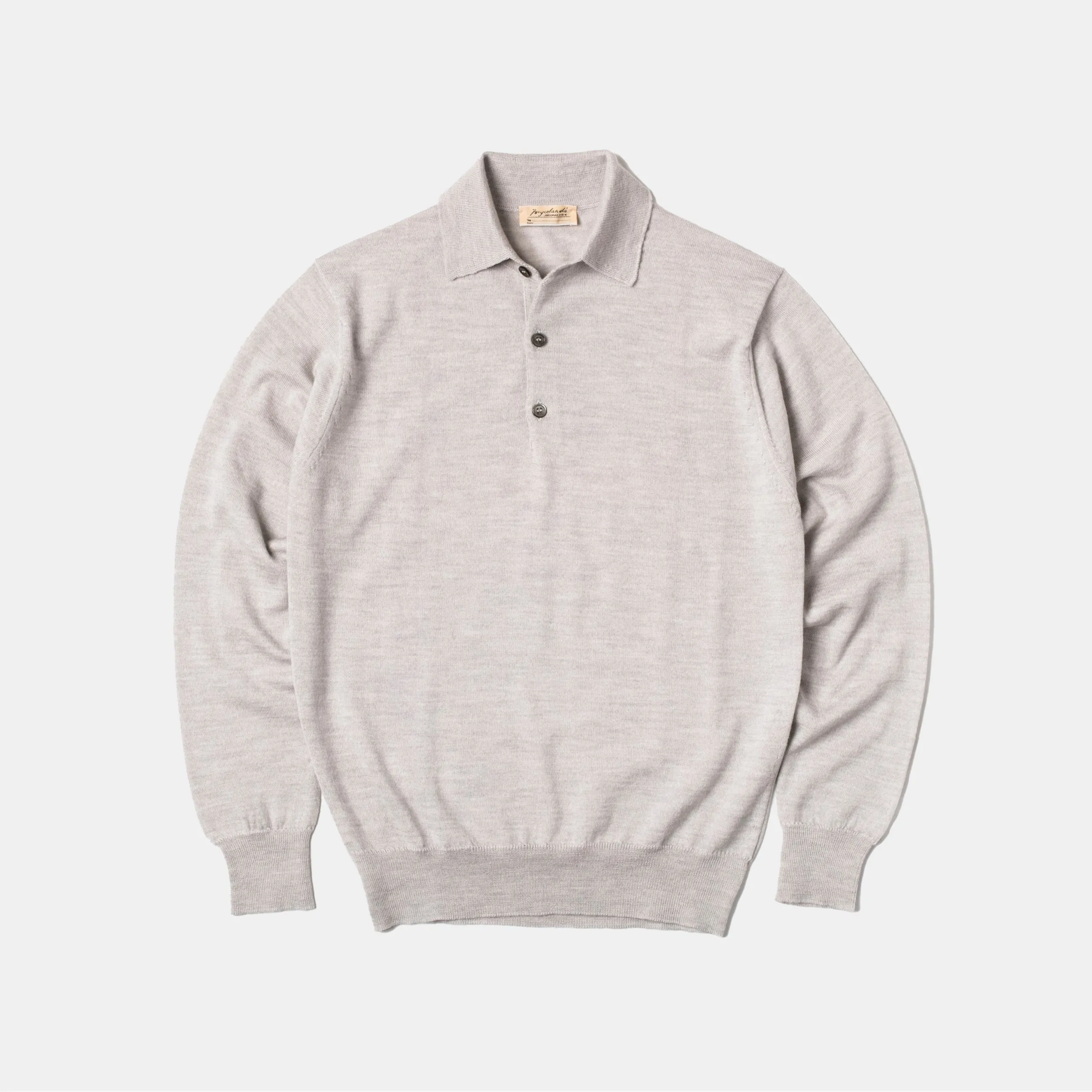 Merino Long-Sleeve Polo Argent sold by Bryceland's