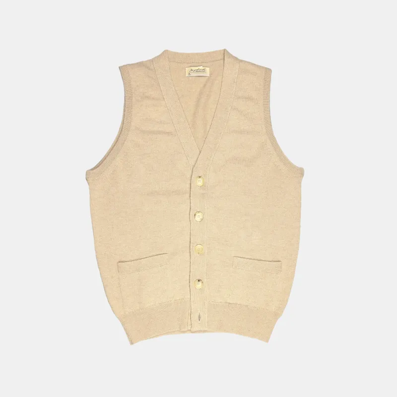 Camelhair Sleeveless Cardigan Blonde sold by Bryceland's