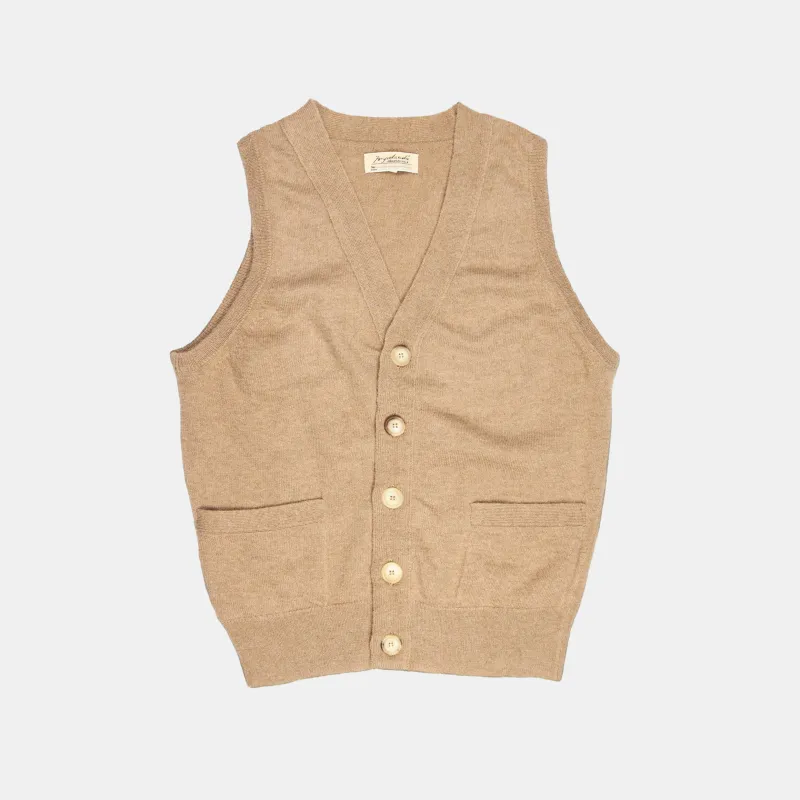 Camelhair Sleeveless Cardigan Natural sold by Bryceland's