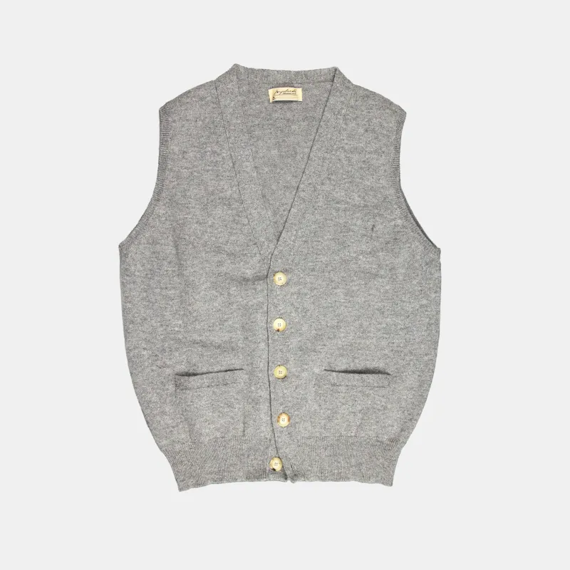 Lambswool Sleeveless Cardigan Grey sold by Bryceland's