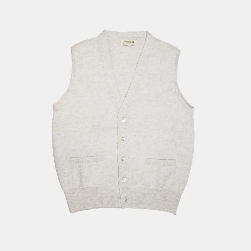 Lambswool Sleeveless Cardigan Linen sold by Bryceland's