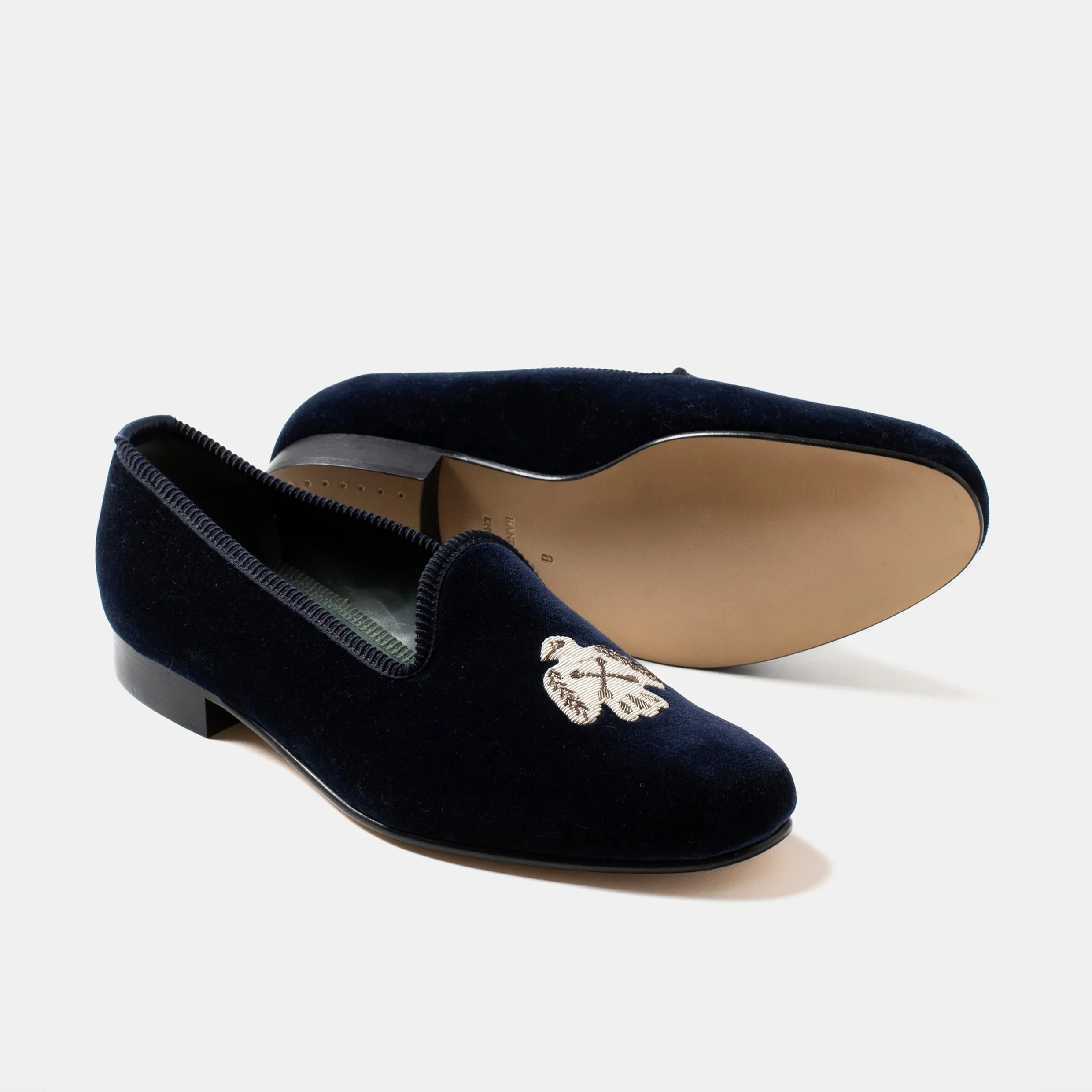 Bryceland's x Bowhill & Elliott Velvet Slippers Navy sold by Bryceland's product image thumbnail 3