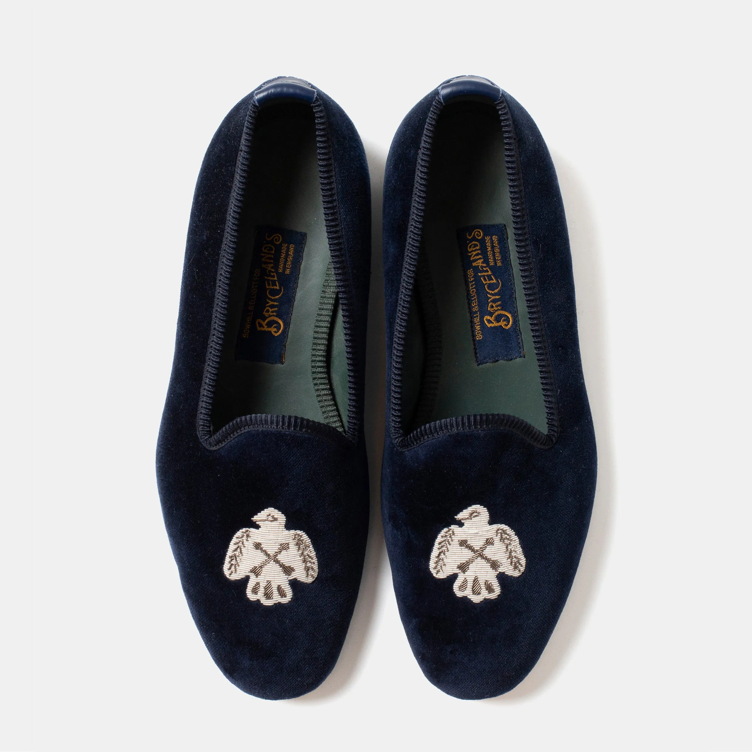 Bryceland's x Bowhill & Elliott Velvet Slippers Navy sold by Bryceland's product image thumbnail 2