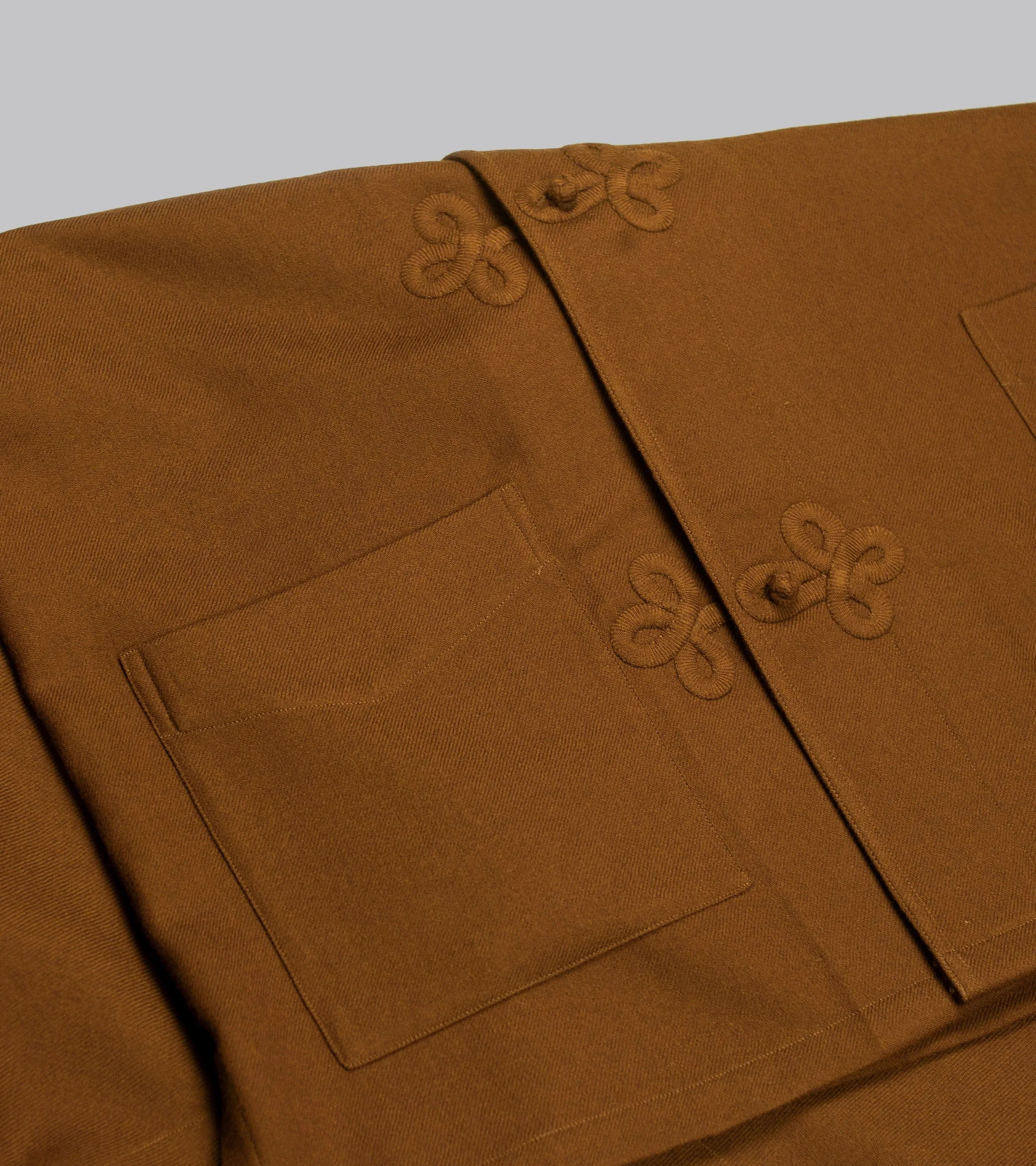 Made-to-Order Frogged Button Shirt Tobacco Viyella sold by Bryceland's product image thumbnail 4