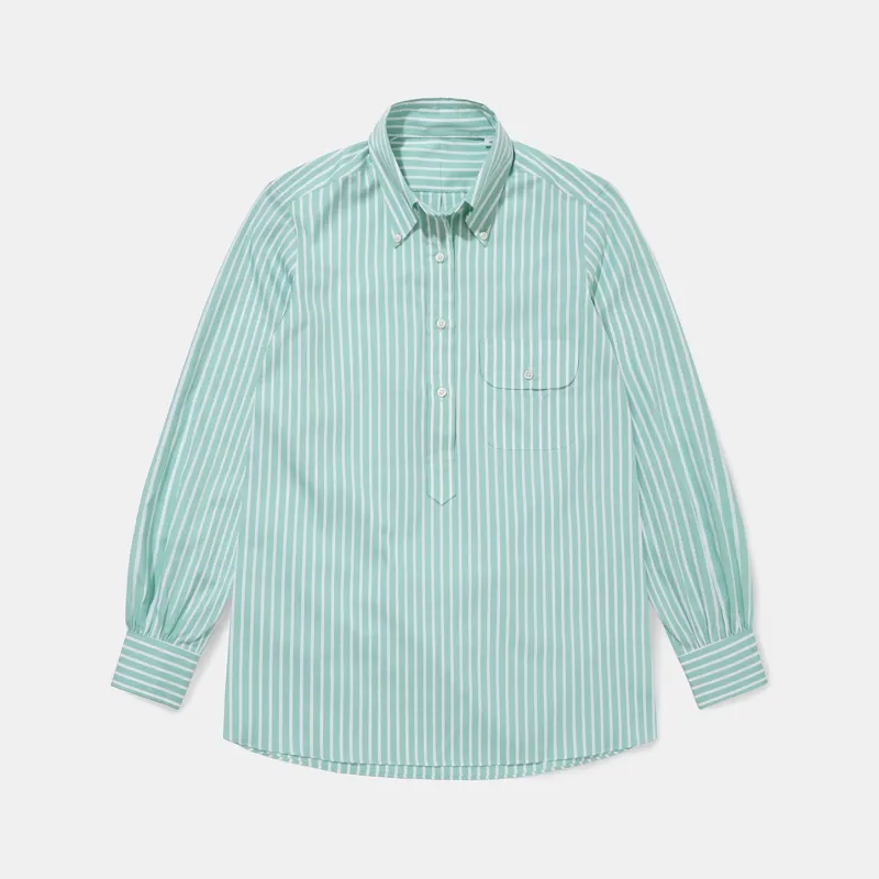 Emmeline OCBD Popover Shirt Striped Mint made by Bryceland's