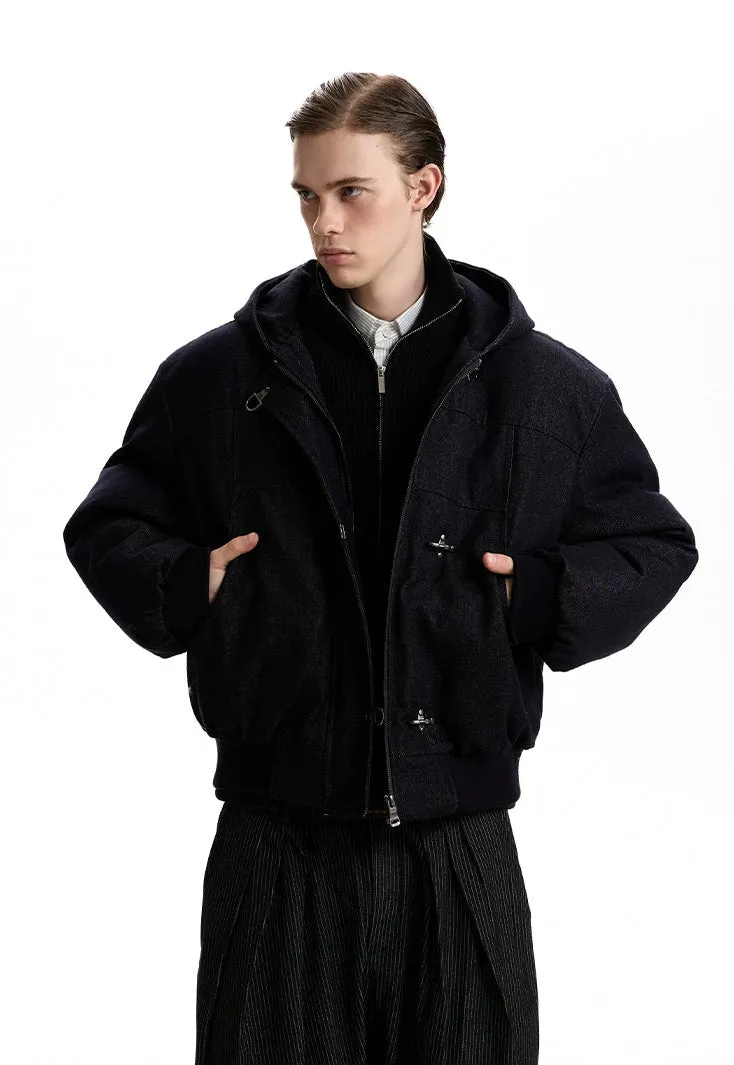 Boxy Fireman Clasp Hooded Dark-Wash Denim Zip Jacket sold by Night City Clothing product image thumbnail 3