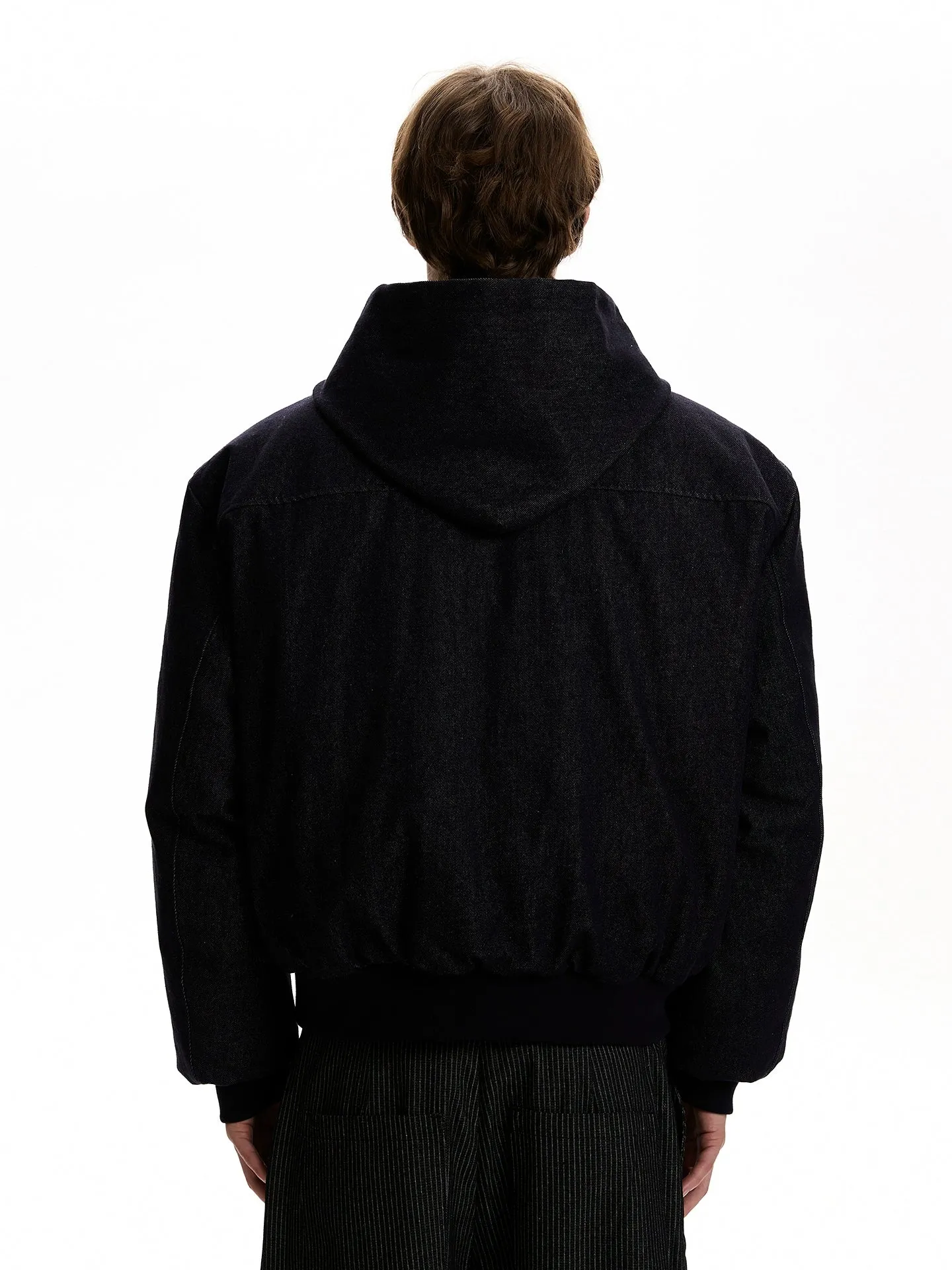 Boxy Fireman Clasp Hooded Dark-Wash Denim Zip Jacket sold by Night City Clothing product image thumbnail 5