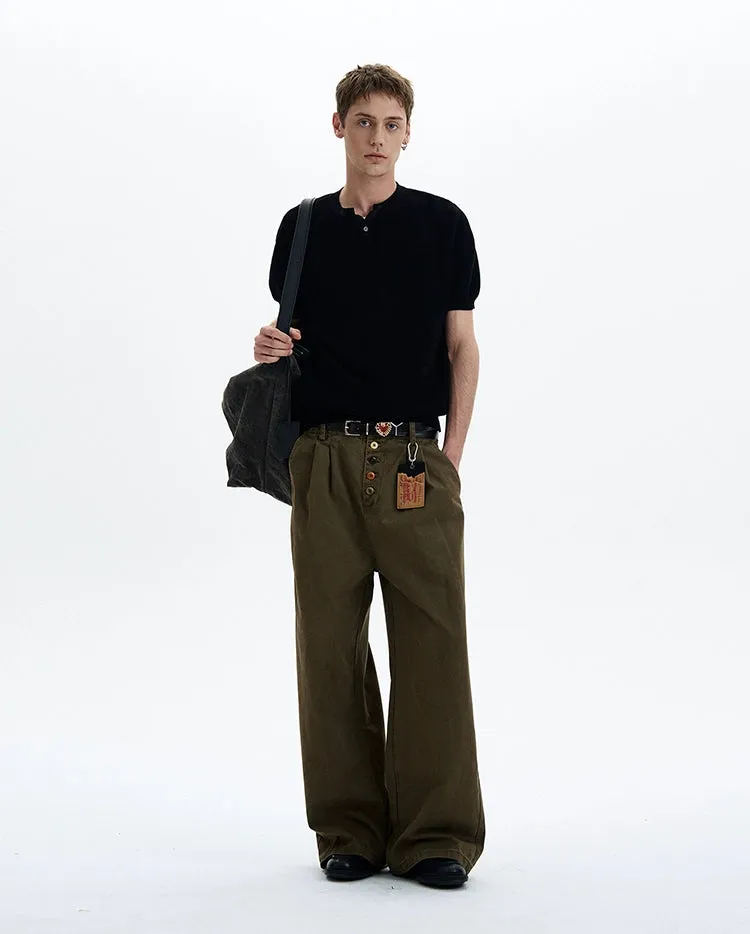 Waffle Textured Short Sleeve Henley Knit Lightweight Top sold by Night City Clothing product image thumbnail 4