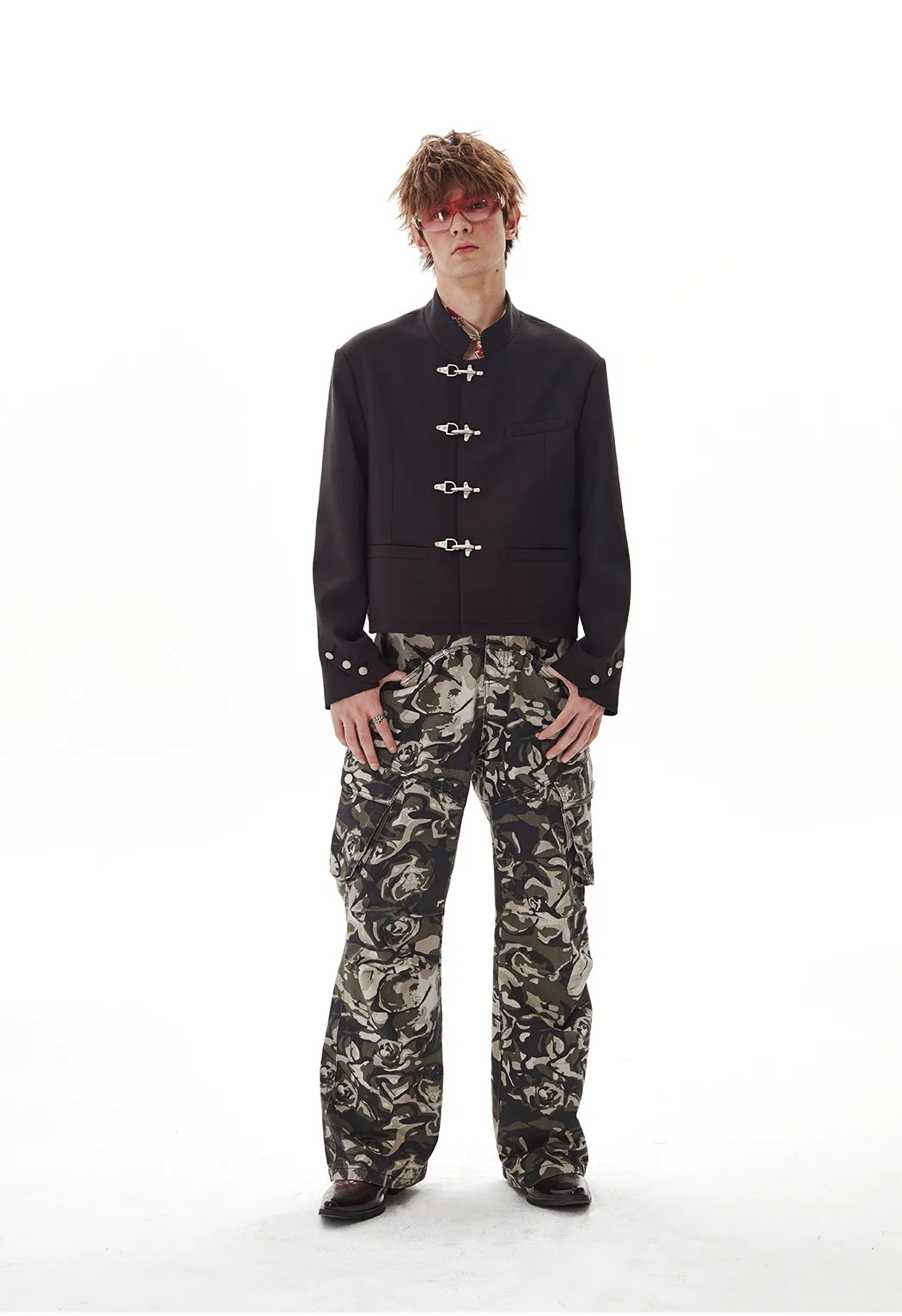 Fireman Clasp Mandarin Collar Cropped Suit Jacket sold by Night City Clothing product image thumbnail 5