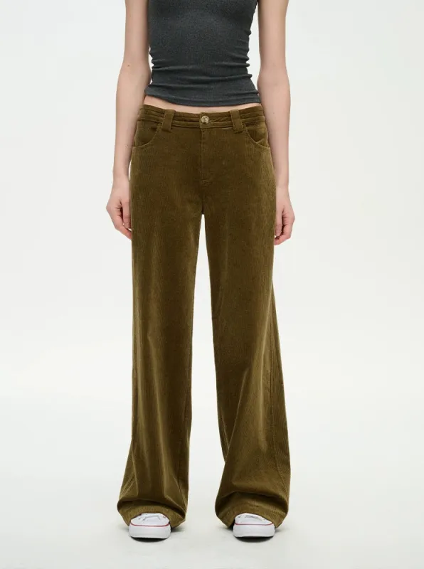 Wide Leg Mid-Waisted Retro Corduroy Pants sold by Night City Clothing