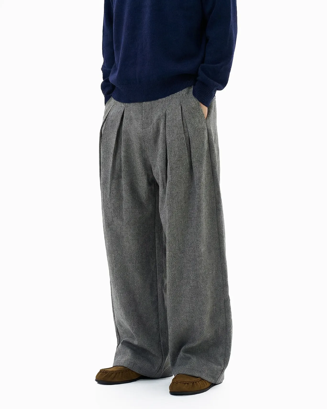 Pleated Mid-Waist Wide Leg Trousers sold by Night City Clothing product image thumbnail 3