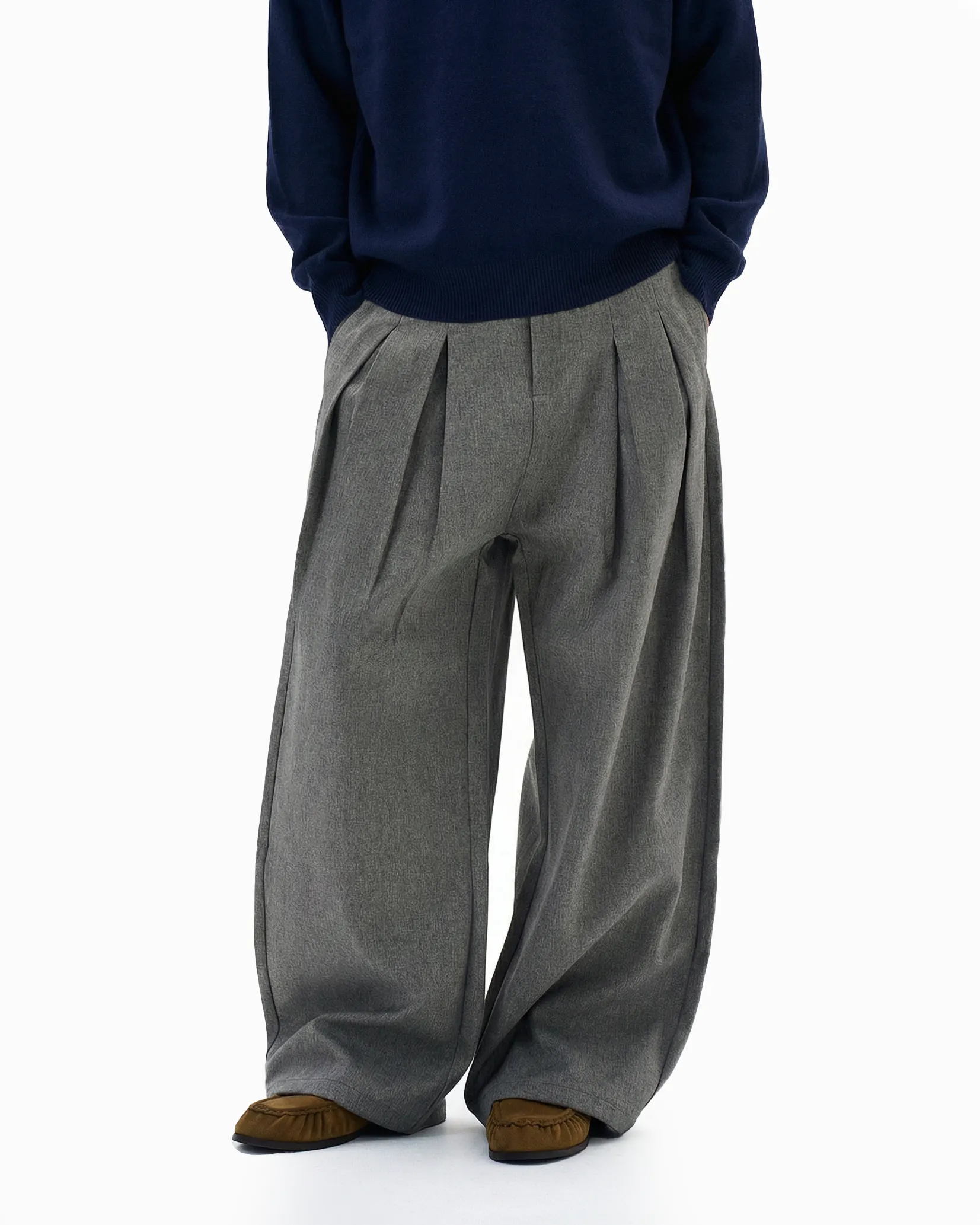 Pleated Mid-Waist Wide Leg Trousers sold by Night City Clothing