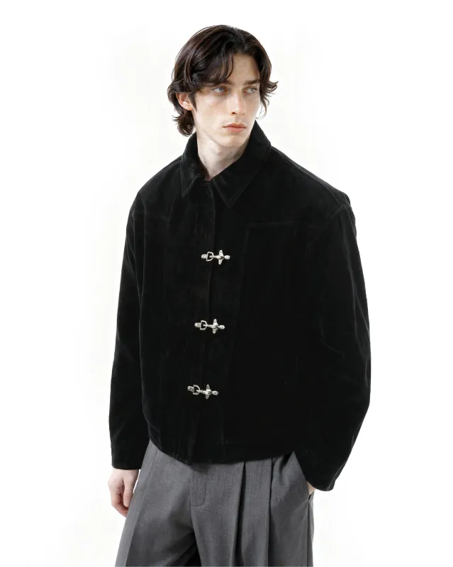 Fireman Buckle Faux Suede Mid-Crop Zip Jacket sold by Night City Clothing