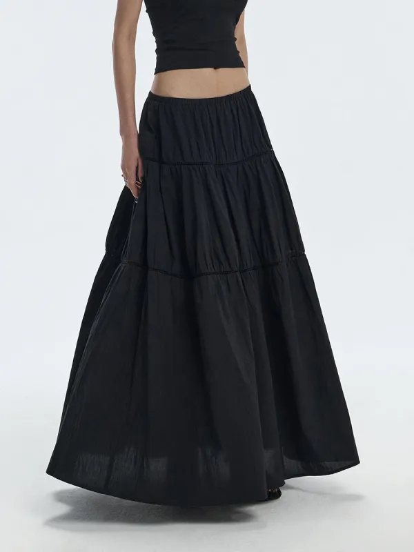 Lace Trim Low-Waisted Elastic Maxi Skirt sold by Night City Clothing