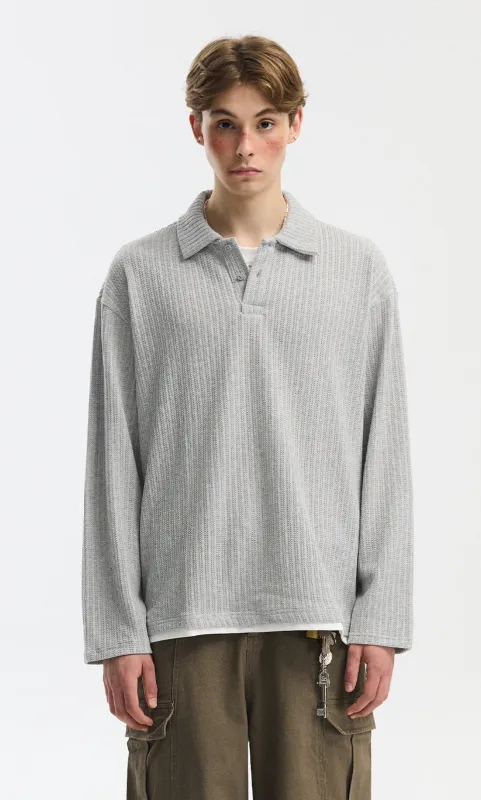 Cable Knit Long Sleeve Polo Pullover Top sold by Night City Clothing
