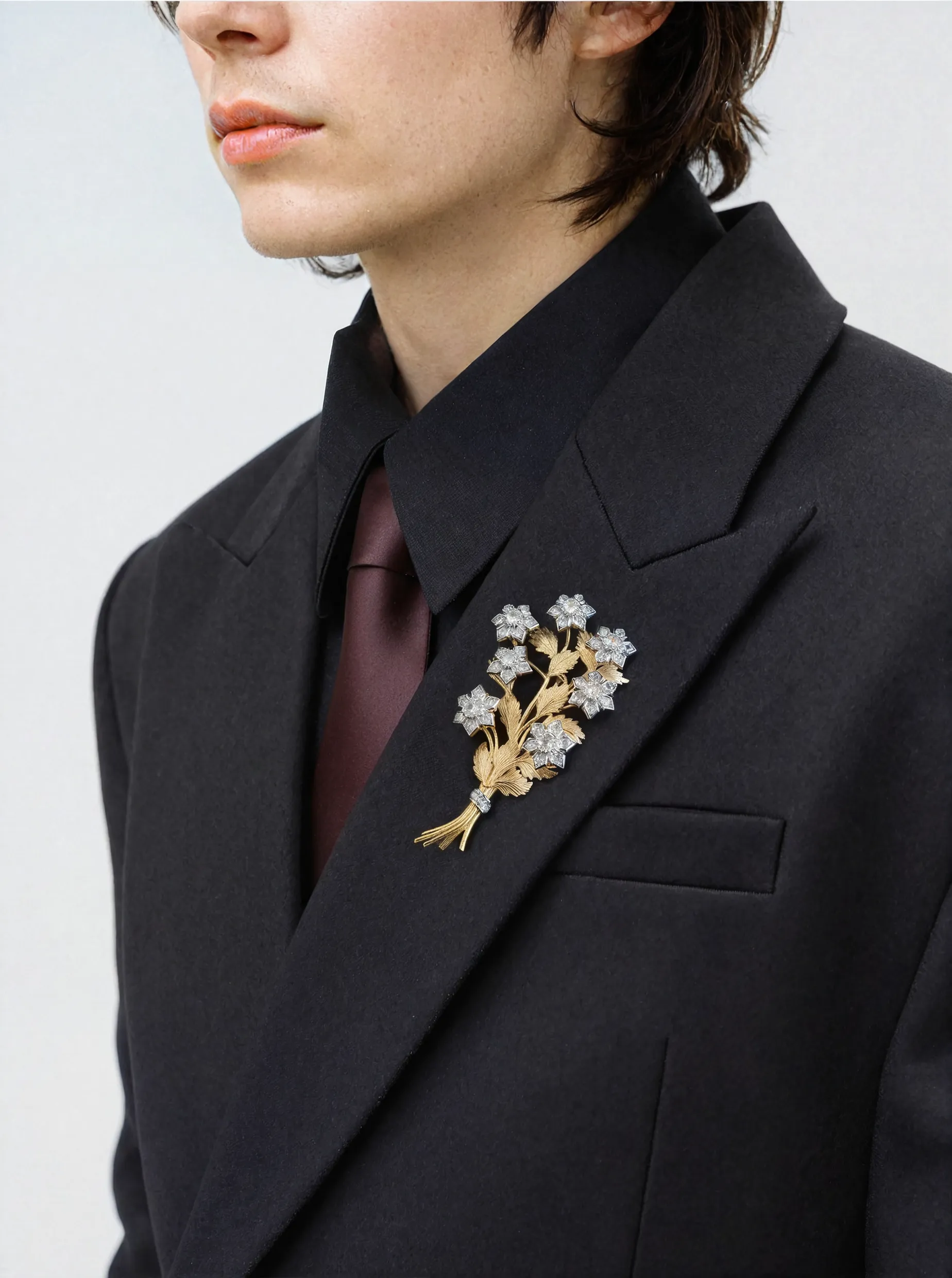 Floral Bouquet Gold-Plated Brooch sold by Night City Clothing