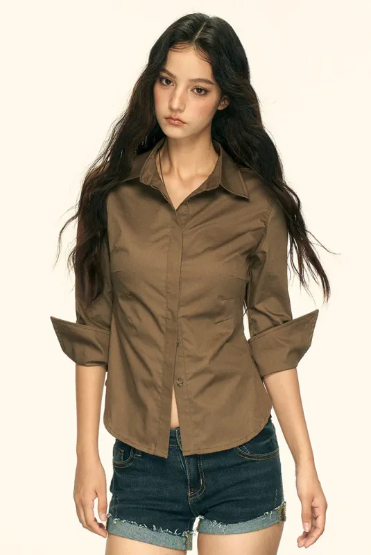 Fitted Button-Up Shirt with Pointed Cuffs made by Night City Clothing