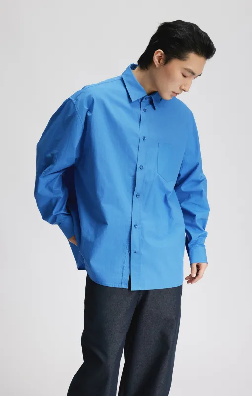Oversized Wide-Fit Long Sleeve Button Shirt with Chest Pocket sold by Night City Clothing