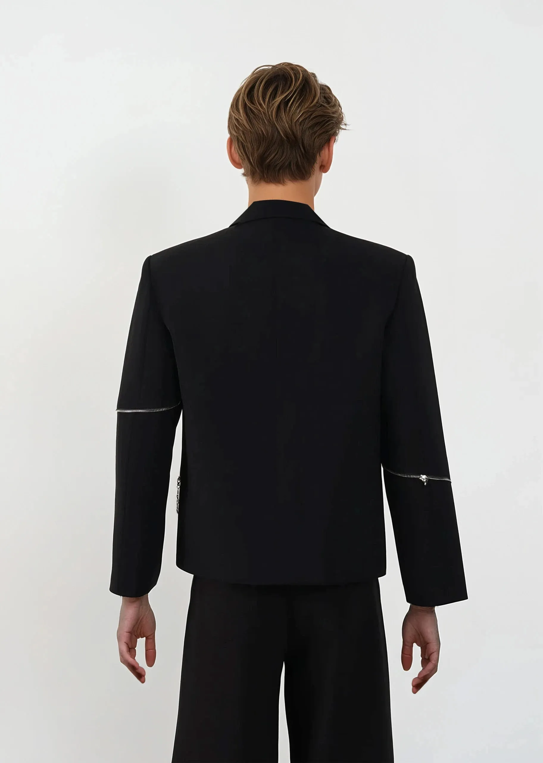 Structured Single-Breasted Blazer with Asymmetric Zip Details sold by Night City Clothing product image thumbnail 3