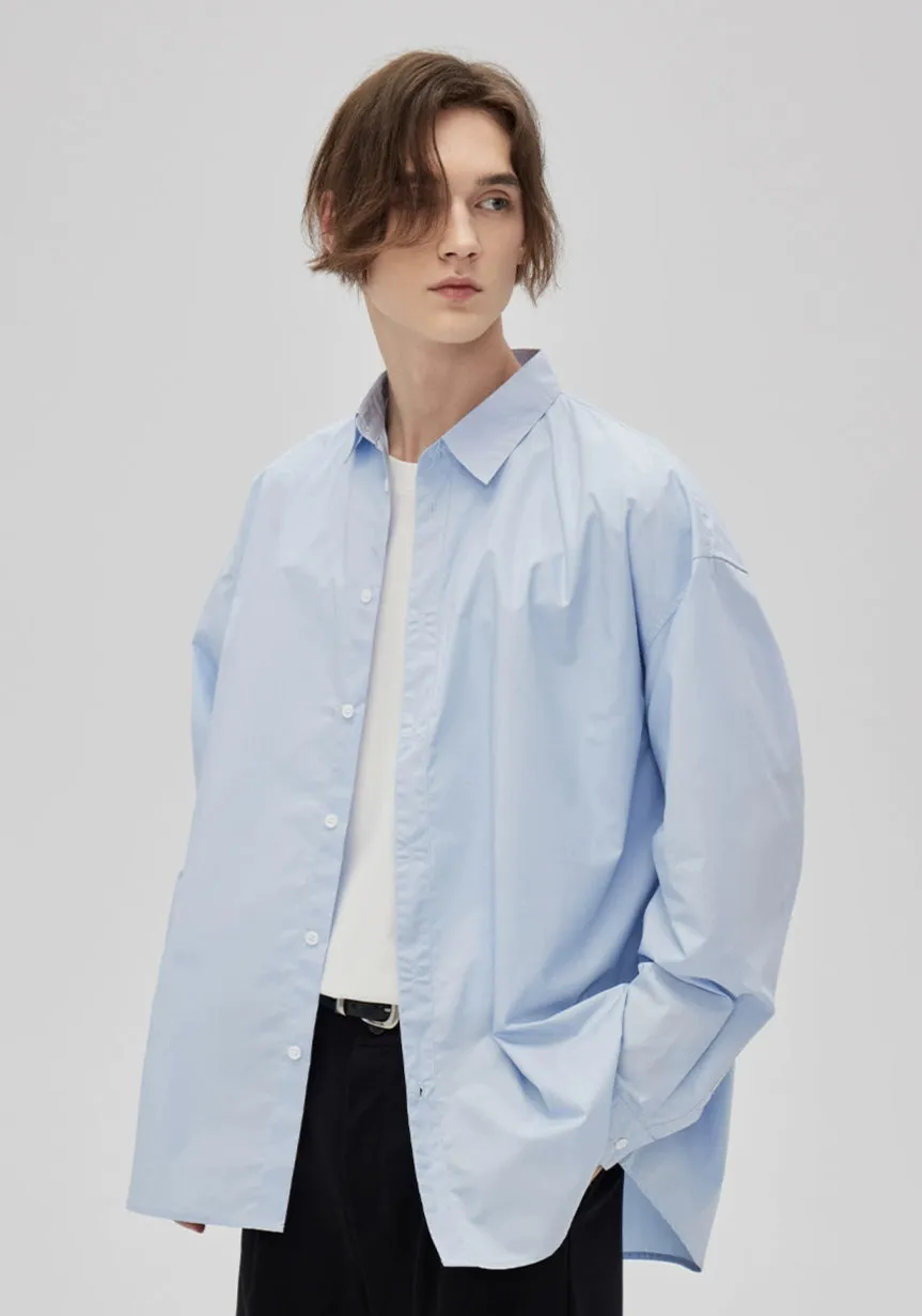 Oversized Drop Shoulder Long Sleeve Button-Up Shirt sold by Night City Clothing