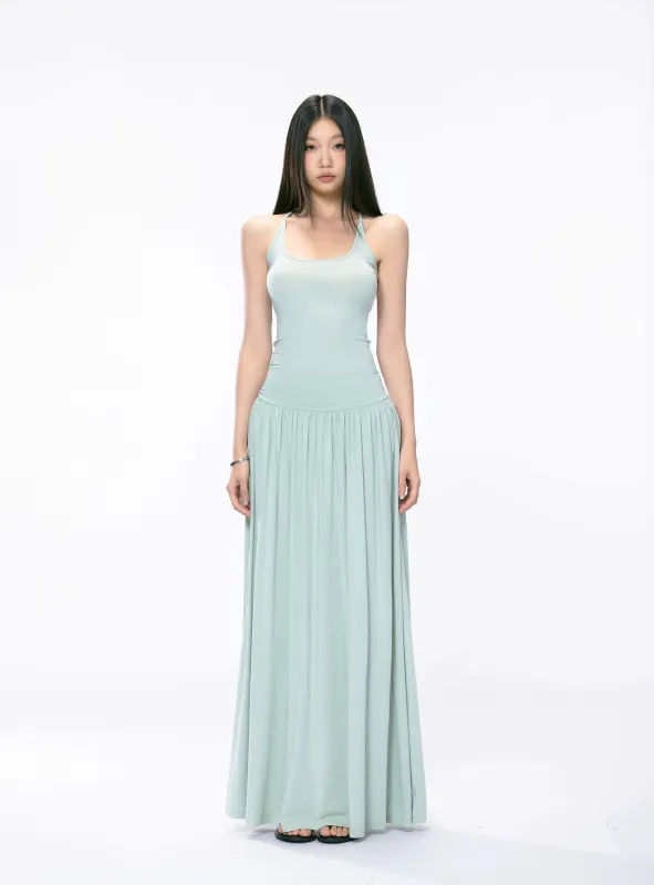 Racer Back Sleeveless Maxi Dress with Flared Skirt sold by Night City Clothing