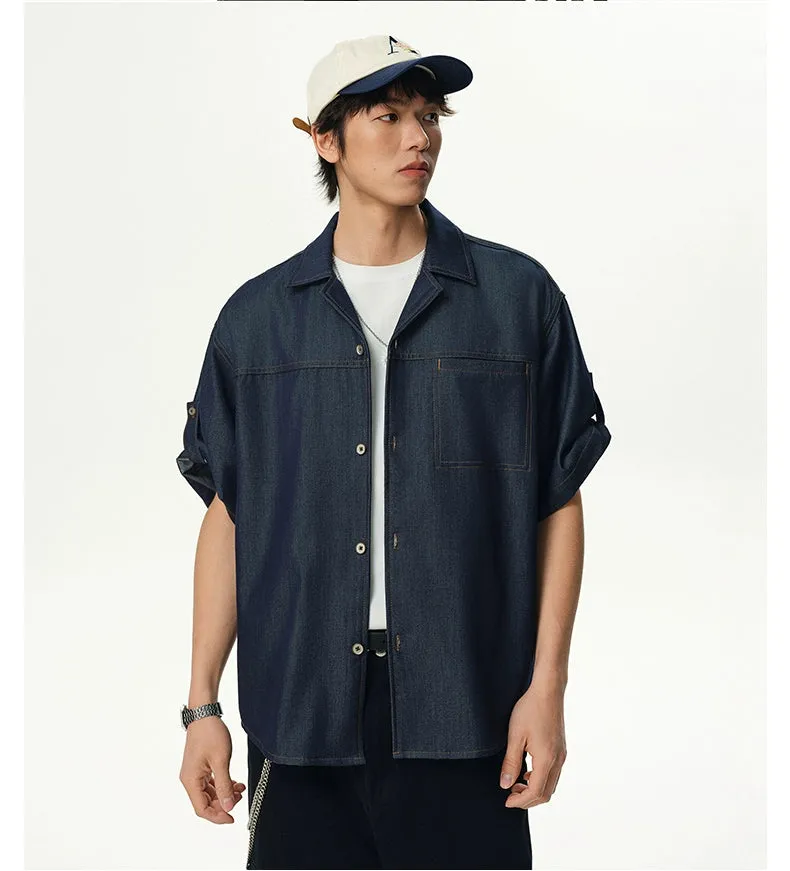 Soft Denim Short Sleeve Camp Collar Button Shirt sold by Night City Clothing product image thumbnail 4