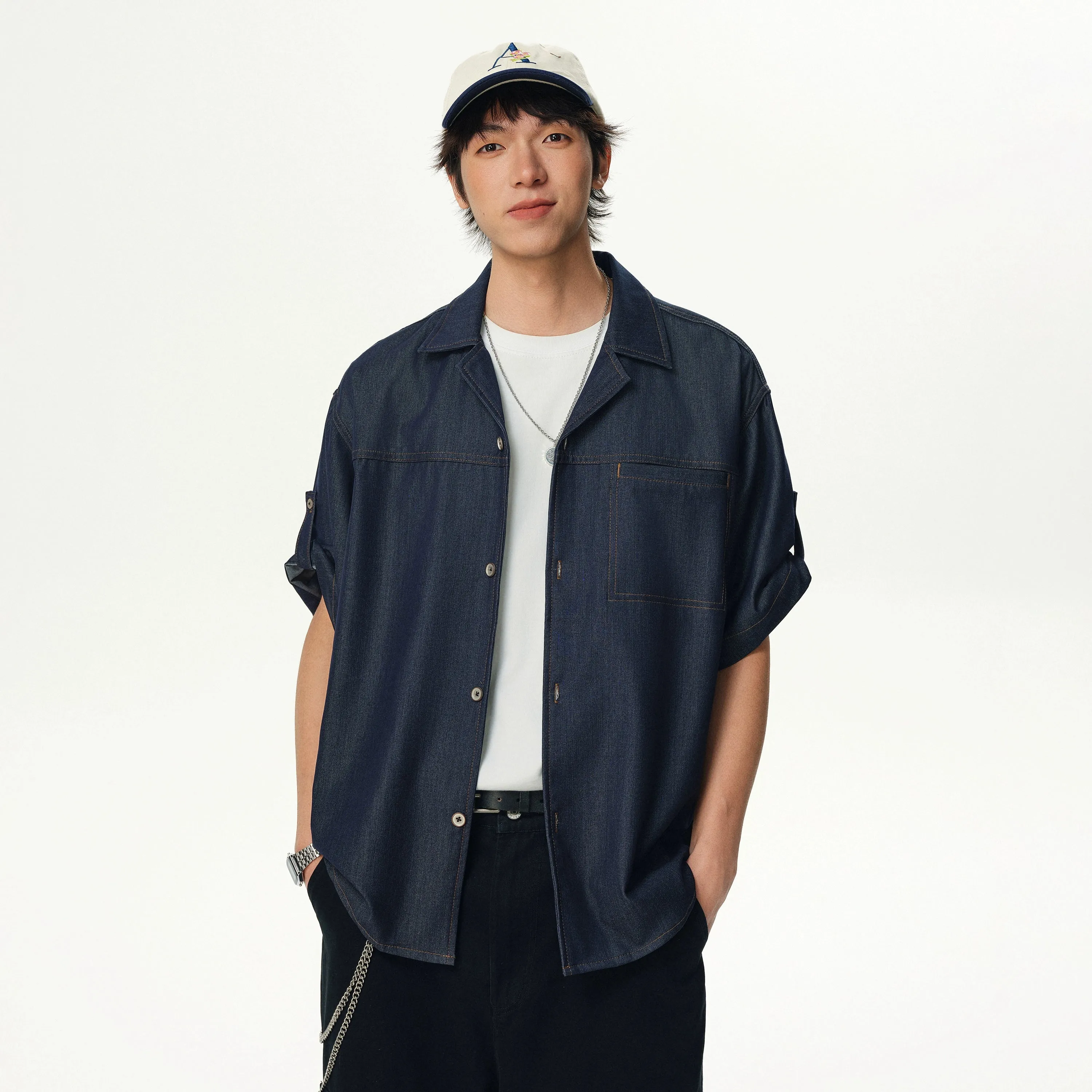 Soft Denim Short Sleeve Camp Collar Button Shirt sold by Night City Clothing product image thumbnail 2