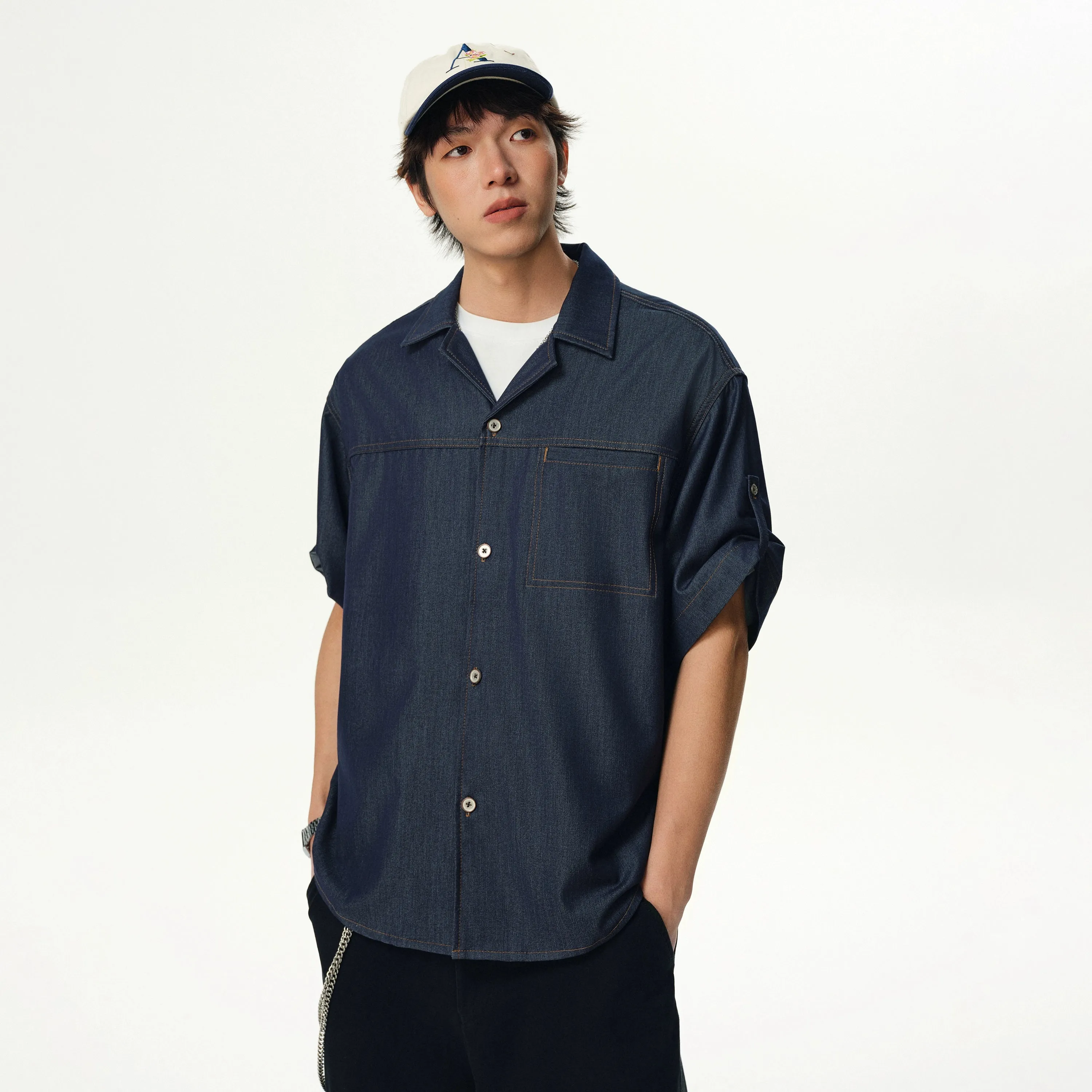 Soft Denim Short Sleeve Camp Collar Button Shirt sold by Night City Clothing product image thumbnail 3