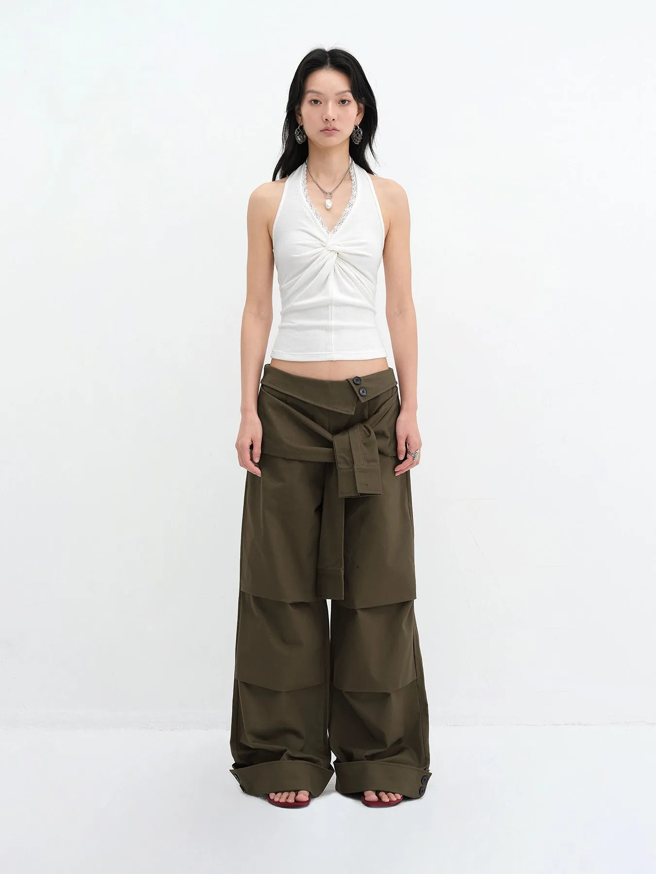 Halter Neck Lace Trim Twist Front Top sold by Night City Clothing product image thumbnail 5