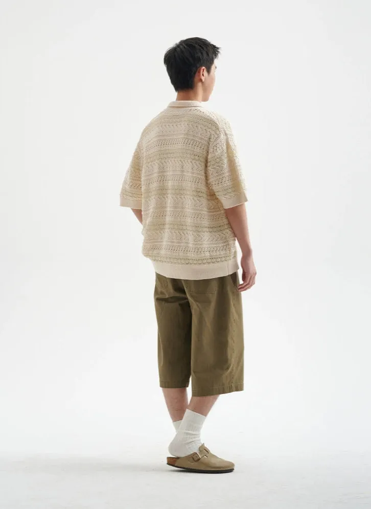 Open Knit Button-Up Shirt with Ribbed Hem sold by Night City Clothing product image thumbnail 4