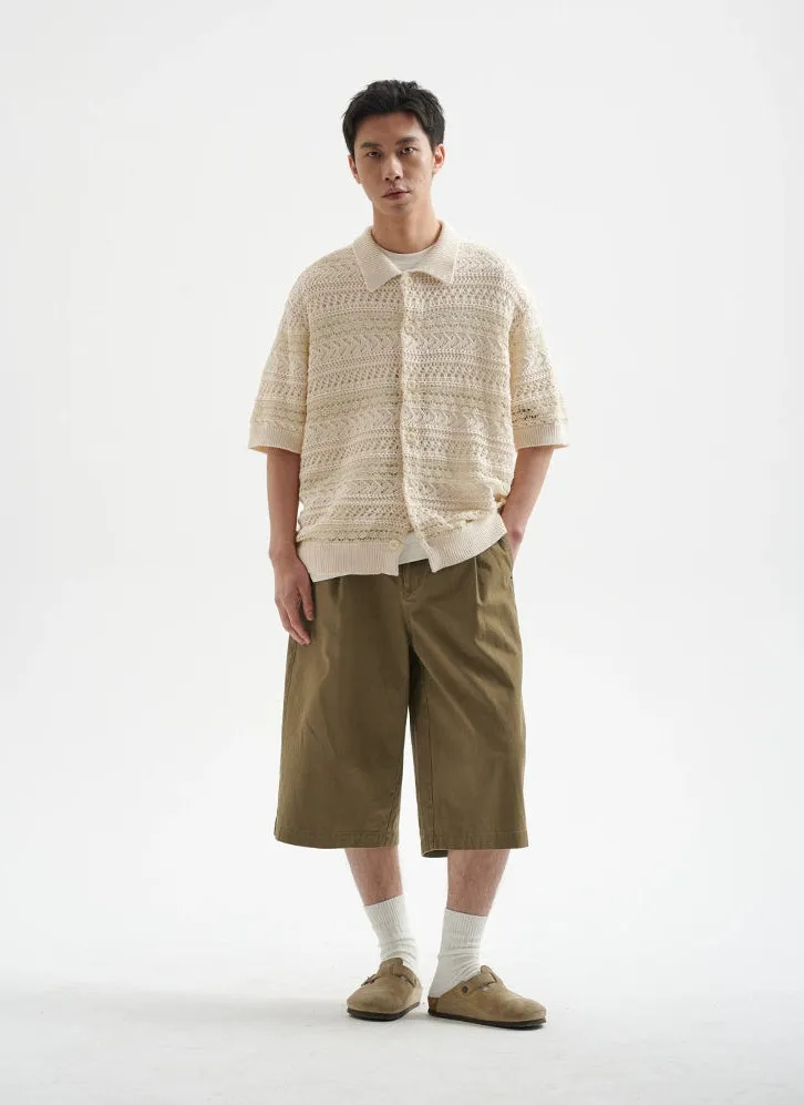 Open Knit Button-Up Shirt with Ribbed Hem sold by Night City Clothing product image thumbnail 5