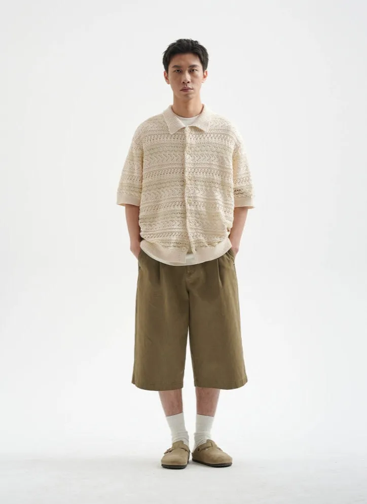 Open Knit Button-Up Shirt with Ribbed Hem sold by Night City Clothing product image thumbnail 3