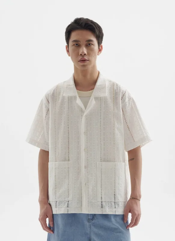 Textured Open Weave Button-Up Shirt with Pockets sold by Night City Clothing